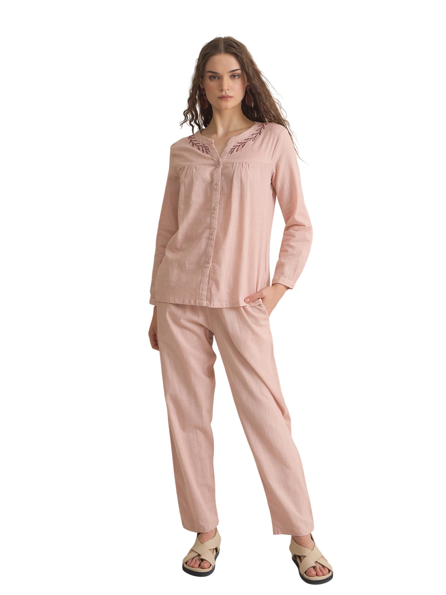 Women's Premium 100% Cotton Night Suit Set | Soft & Breathable Top and Pyjama Set | Comfortable Sleepwear, Loungewear and Home Wear for Women | Relaxed Fit Everyday Nightwear-picture-57