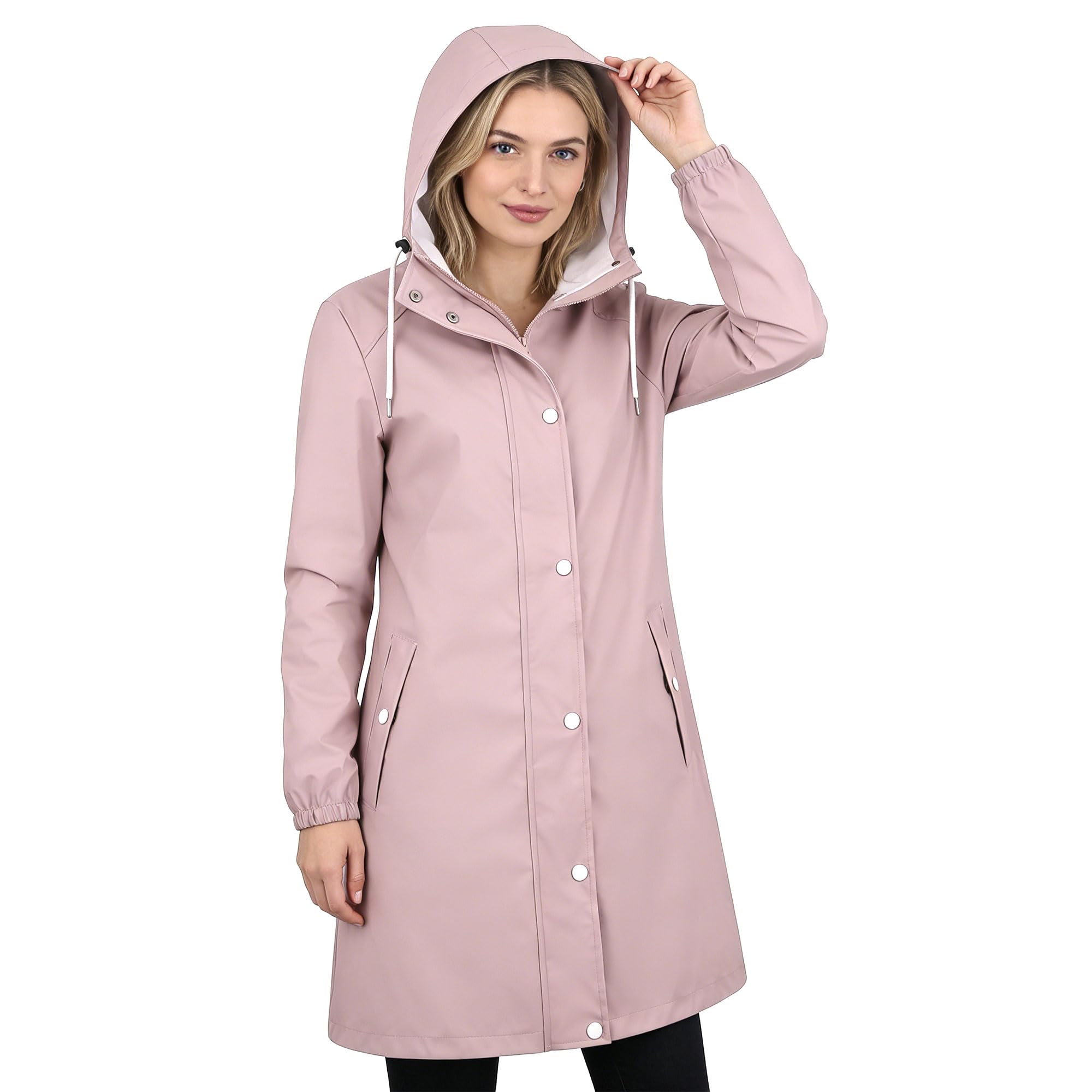 Regenmantel Damen Wasserdicht, Übergangsjacke mit Kapuze, Friesennerz | Leichte wasserdichte Regenjacke Damen aus PU für Outdoor, winddicht und praktisch für den täglichen Gebrauch