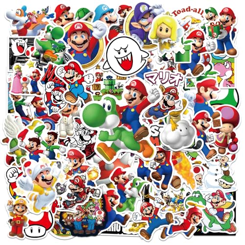 Super Bro 100PCS Cartoon Stickers Kawaii Decals for Kids PVC Waterproof Vinyl Cute Anime Stickers for Water Bottles Laptop Guitar Skateboard Scrapbook