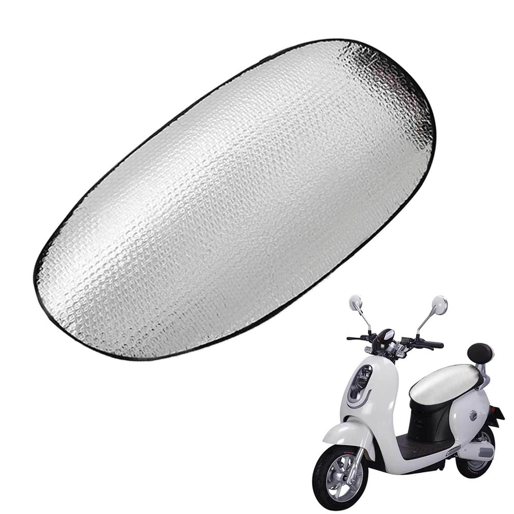Goodern 1Pcs Motorcycle Sunscreen Cushion Cover,Foldable Electric Car Sunscreen Reflective Motorcycle Seat Cover Cushion,Aluminum Film Sunscreen Cushion,Waterproof Sunscreen Protection Attachments