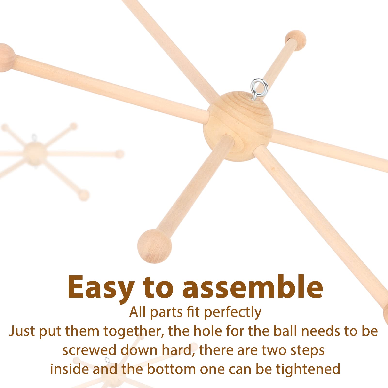 GLOGLOW Wooden Mobile Frame Kit, Baby Crib Hanger, Spherical Six Legs Wind Chime, Bed Toy Decoration - Image 4