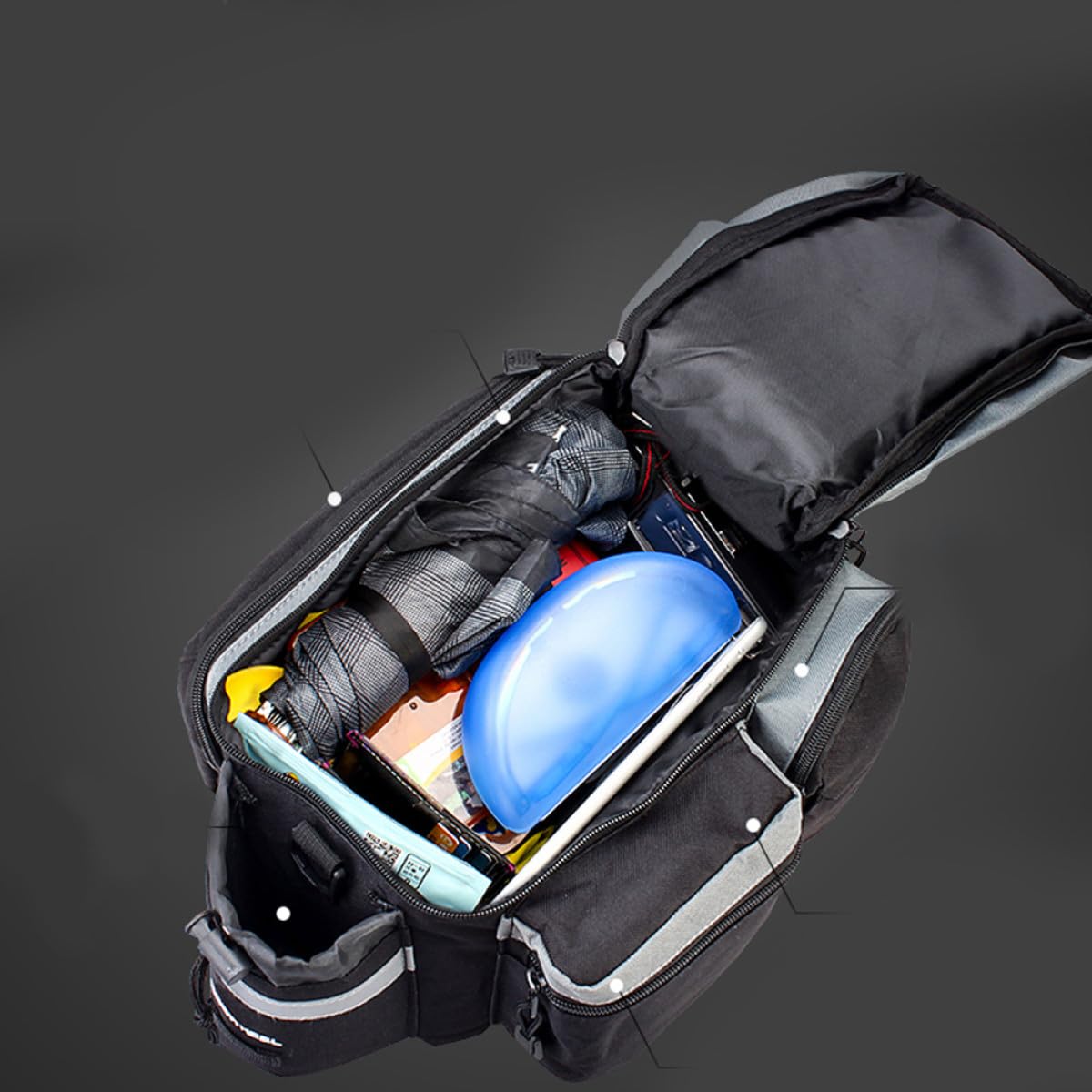 Gatuida Borsa Posteriore Per Bicicletta Capiente e Multifunzionale Con Laterali e Porta Bottiglia Materiale Resistente All Cinghia Per Spalla Facile Da Installare Nero