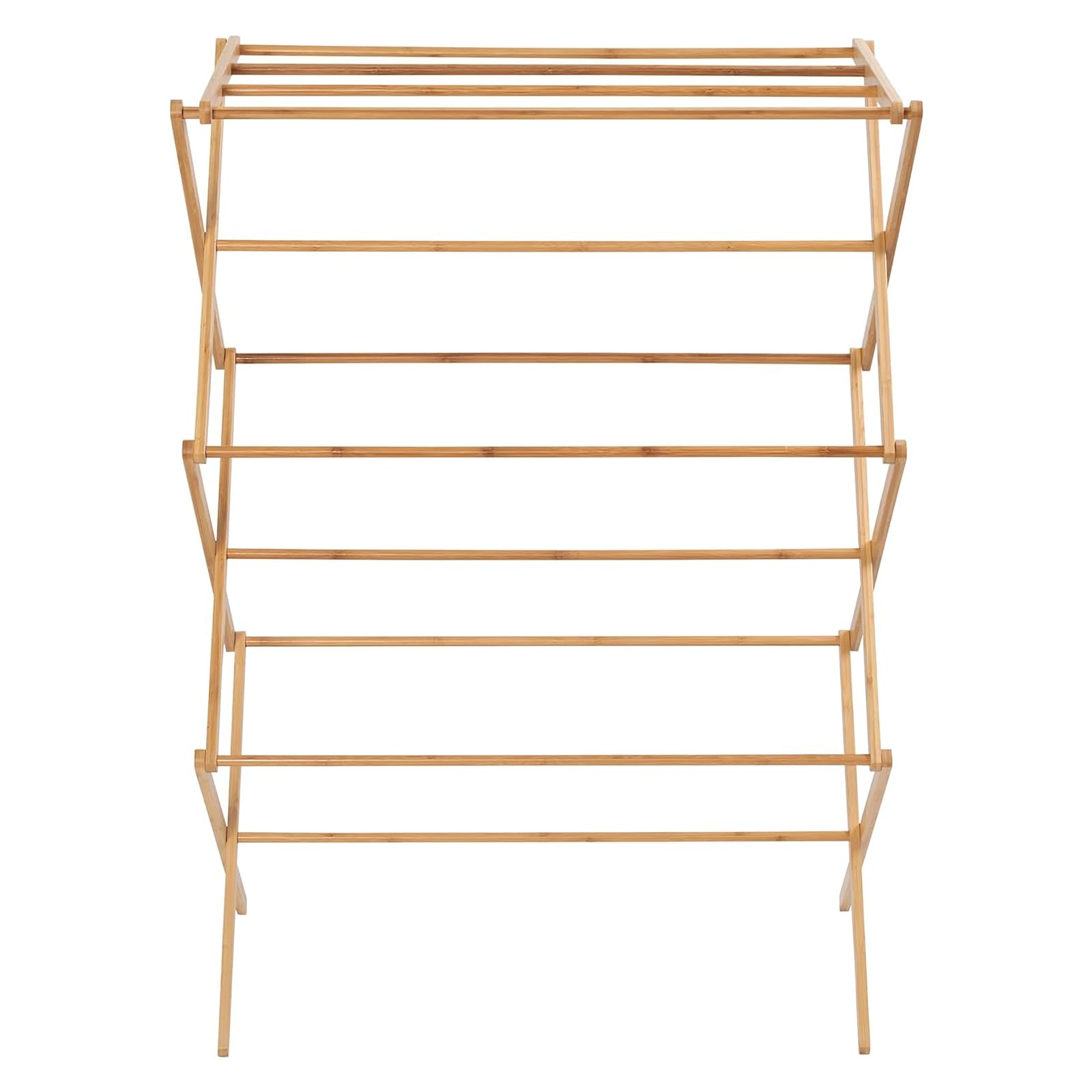 Collapsible Bamboo Drying Rack – Foldable Laundry Drying Stand for Indoor/Outdoor Use – Space-Saving Clothes Rack for Towels, Blankets & Delicates