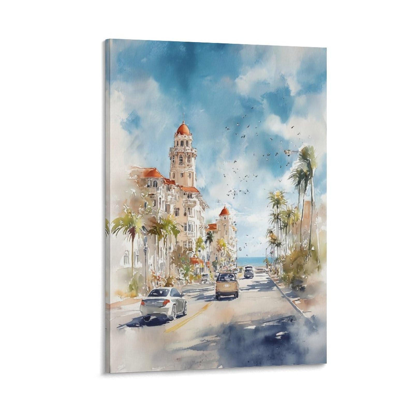XWYMXZ Florida Flower Market Watercolor Painting Blossom Botanical Poster 20x30inch(50x75cm) Vintage Watercolor Canvas Art