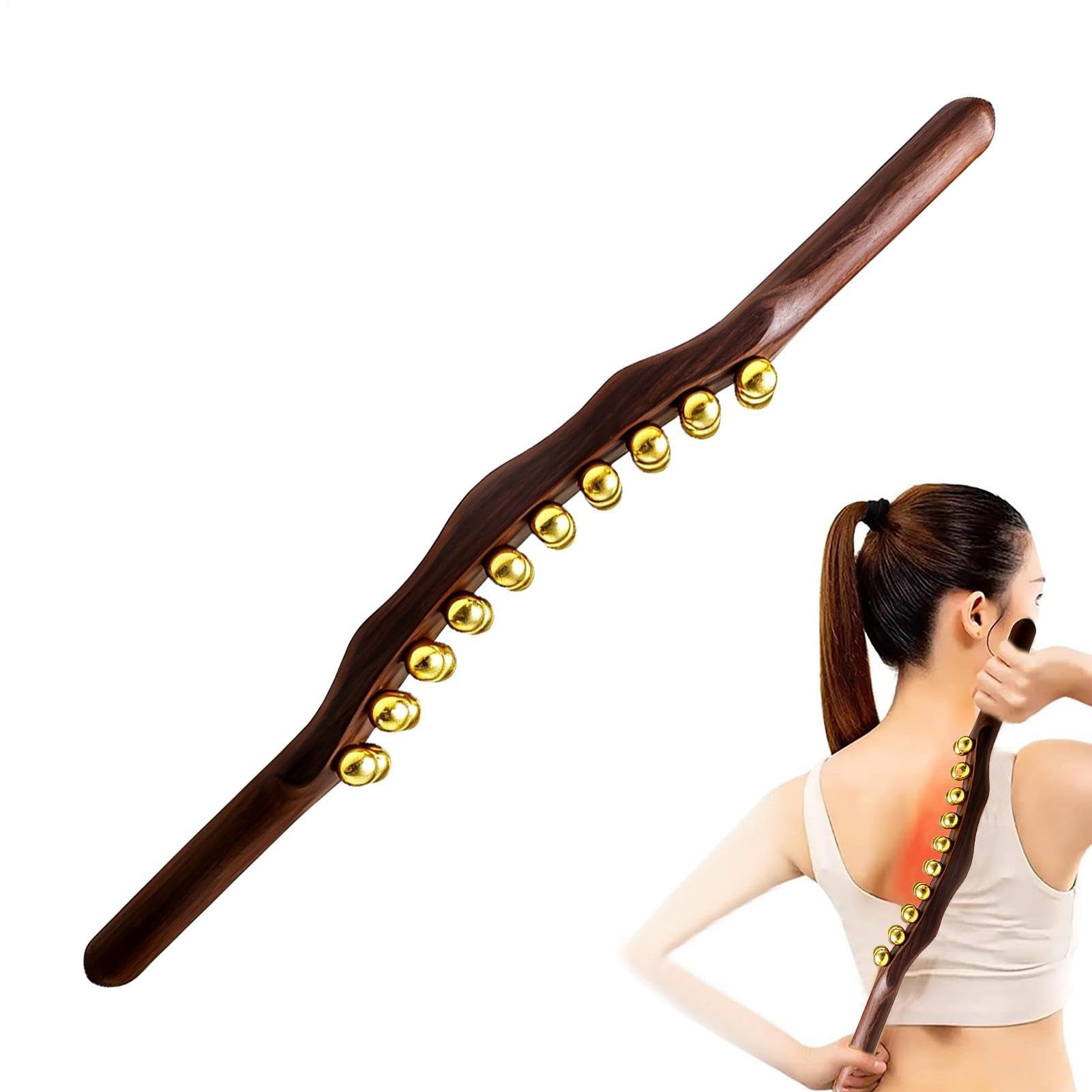 Bastone massaggiante dorsale Doppia di 20, asta per massaggio rilassante | Bastone massaggiante yoga Per Schiena Collo Spalle Gambe Cosce Polpacci Corpo