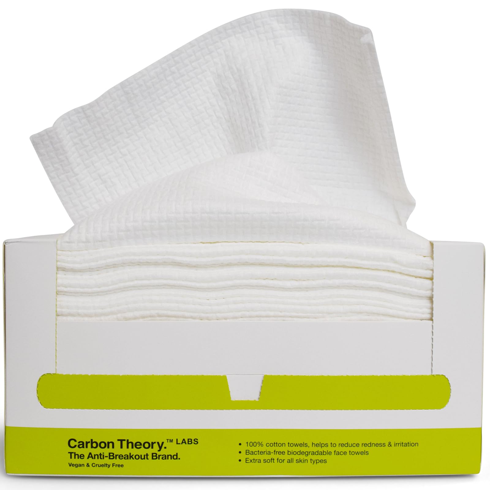 Carbon Theory Extra Large Face Cleansing Towels, Single Use Cotton