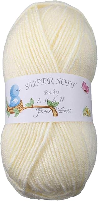 James Brett 100% Acrylic Baby Aran Knitting Yarn Supersoft Knit Craft Wool 5 x 100g (Cream BA9)
