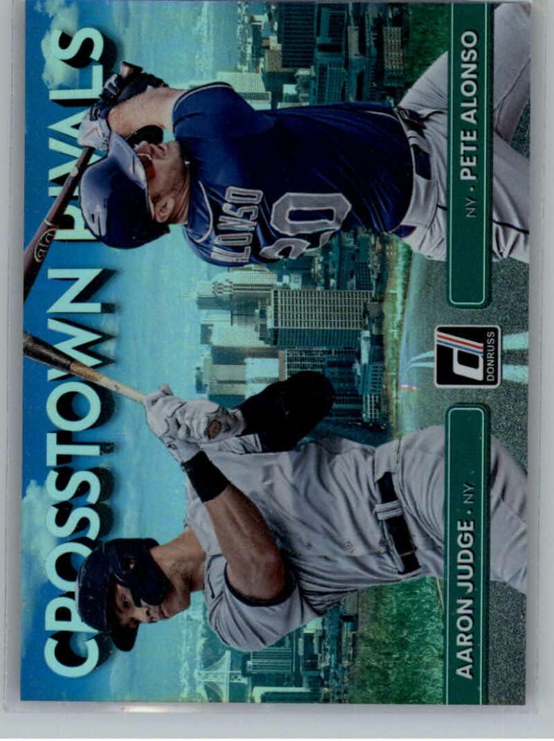 2022 Donruss Crosstown Rivals #2 Aaron Judge/Pete Alonso New York Yankees/New York Mets Official MLB PA Baseball Card in Raw (NM or Better) Condition