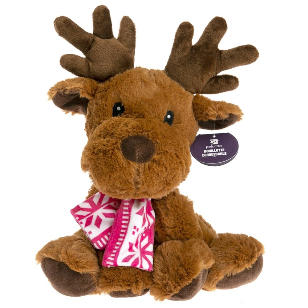 Pelucho - Peluche Bouillotte Déhoussable - Bien-​Être, Chaleur et Douceur - Micro-​Ondable - Grains de Blé et Fleurs de Lavande - Fabriquée en France - Elan hiver