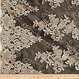 Starlight Sequin & Mesh Lace Ashley Gold/Black, Fabric by the Yard