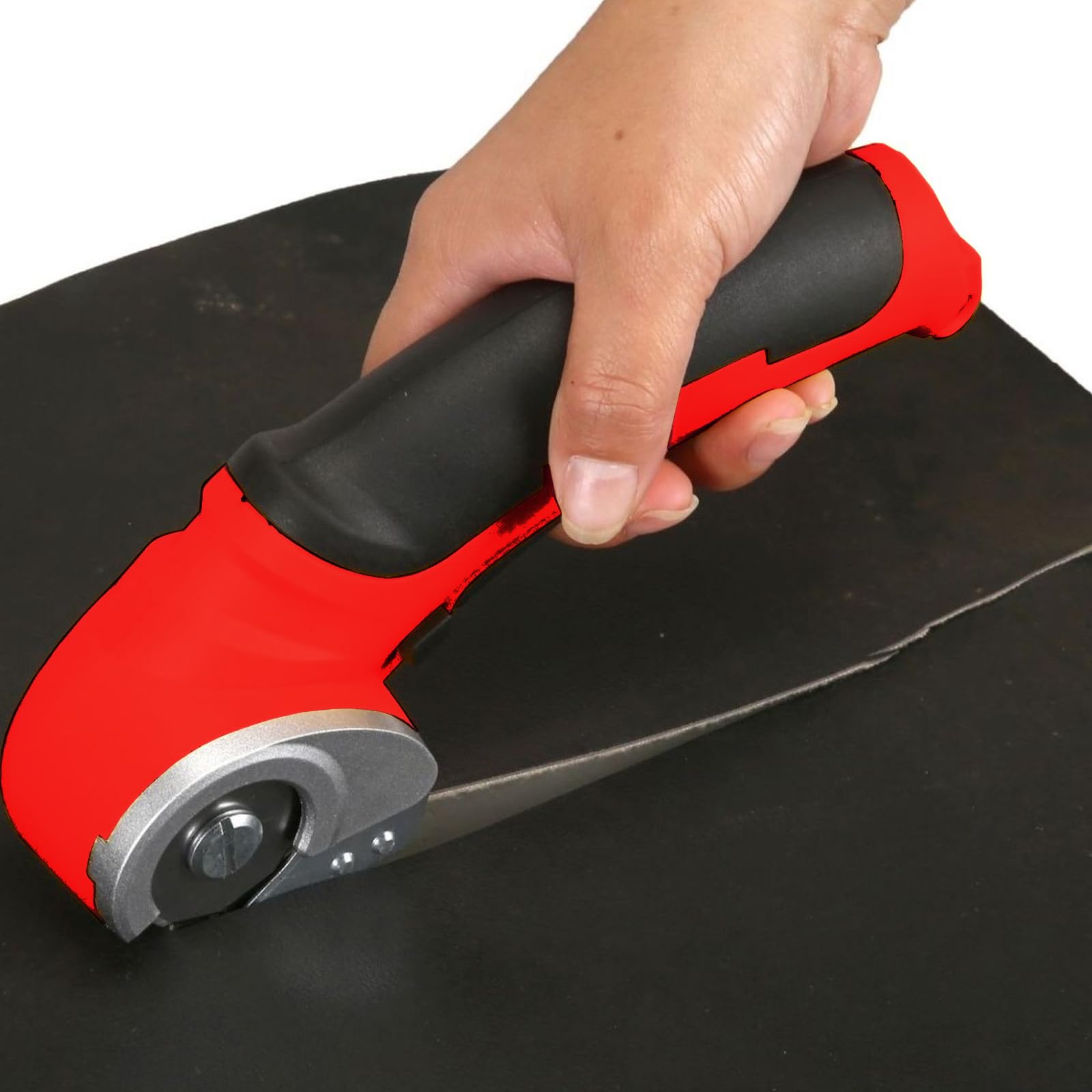 Cisailleuse électrique en carton, cisaille électrique 2000 mAh, cisaille électrique 4,2 V avec disjoncteur de sécurité, pour tissus, tapis, cuir (rouge)