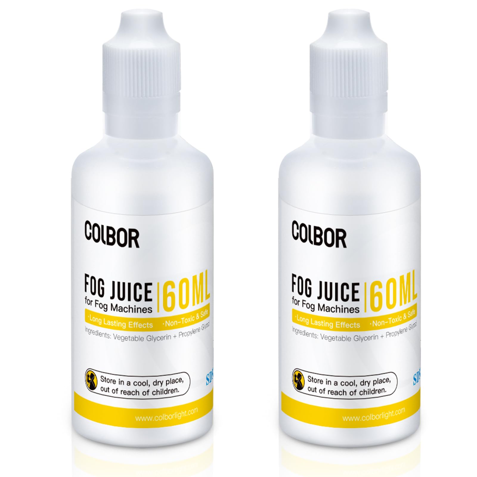 COLBOR Nebelfluid mit hoher Dichte 60ml*2, Nebelflüssigkeitsset für Nebelmaschine CF5/CF3 Geruchloses SDS-zertifiziert, Pflanzliches Glycerin, für Partys, Bars, Ausstellungen, Bühnen, Halloween