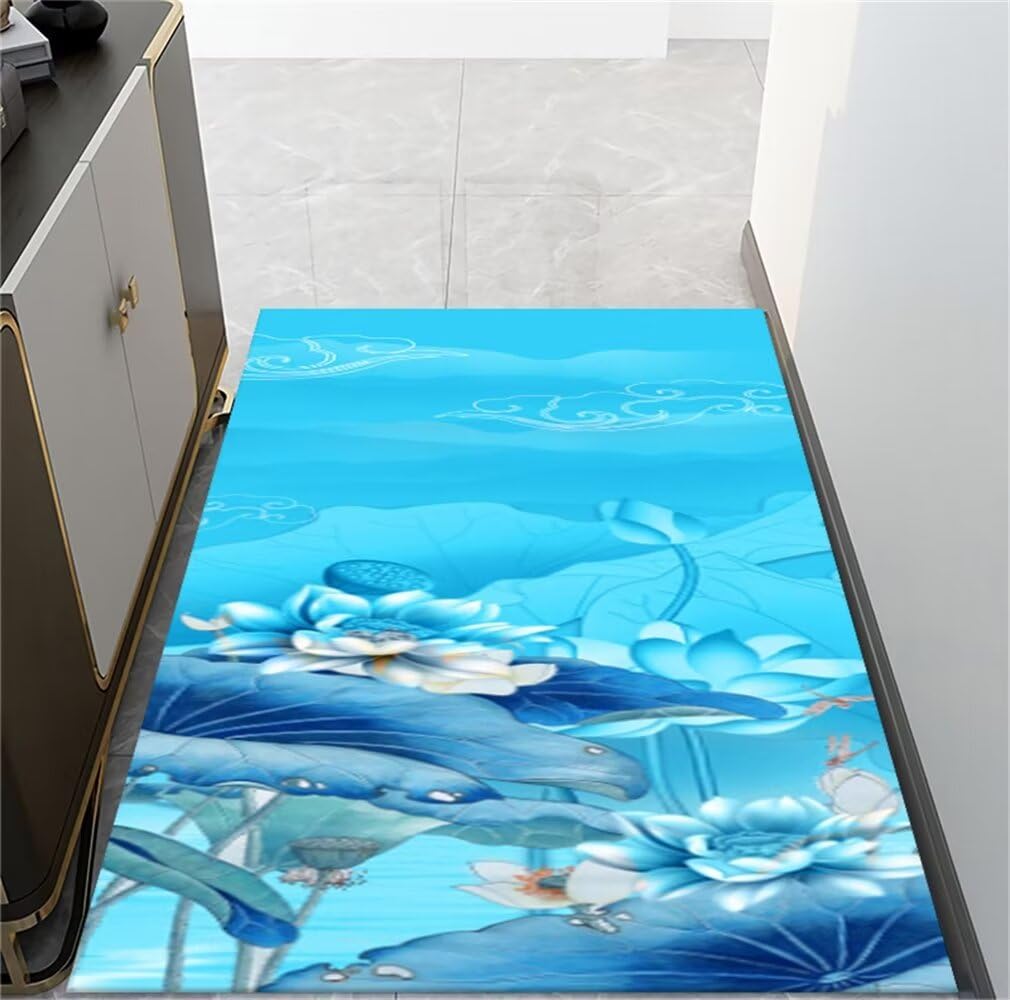 Tapis chambre adulte bleu oriental 80x150 cm pour créer un cocon zen à la maison