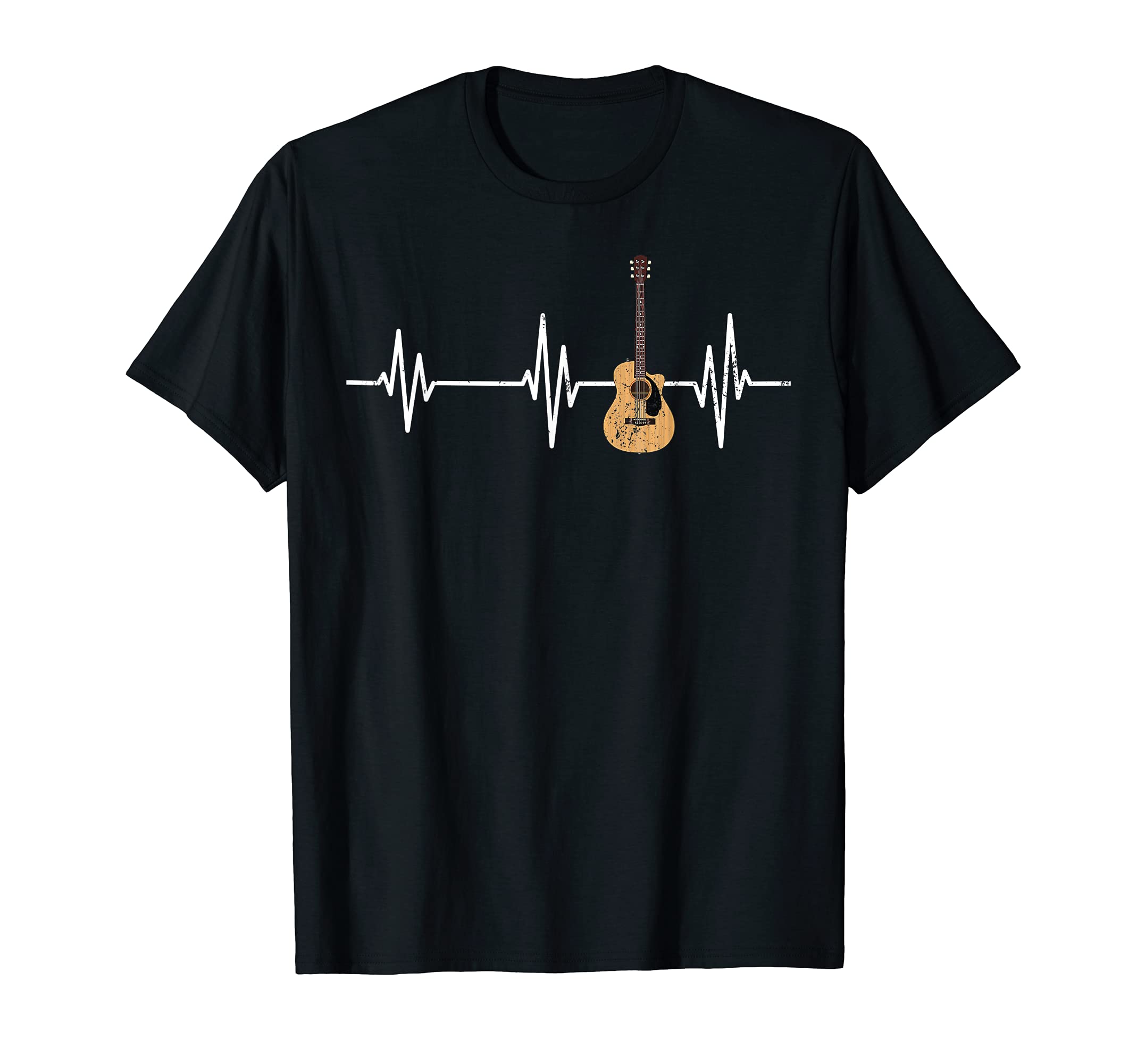 Musical Instrument Guitarist Heartbeat Guitar Player Guitar T-Shirt, Black