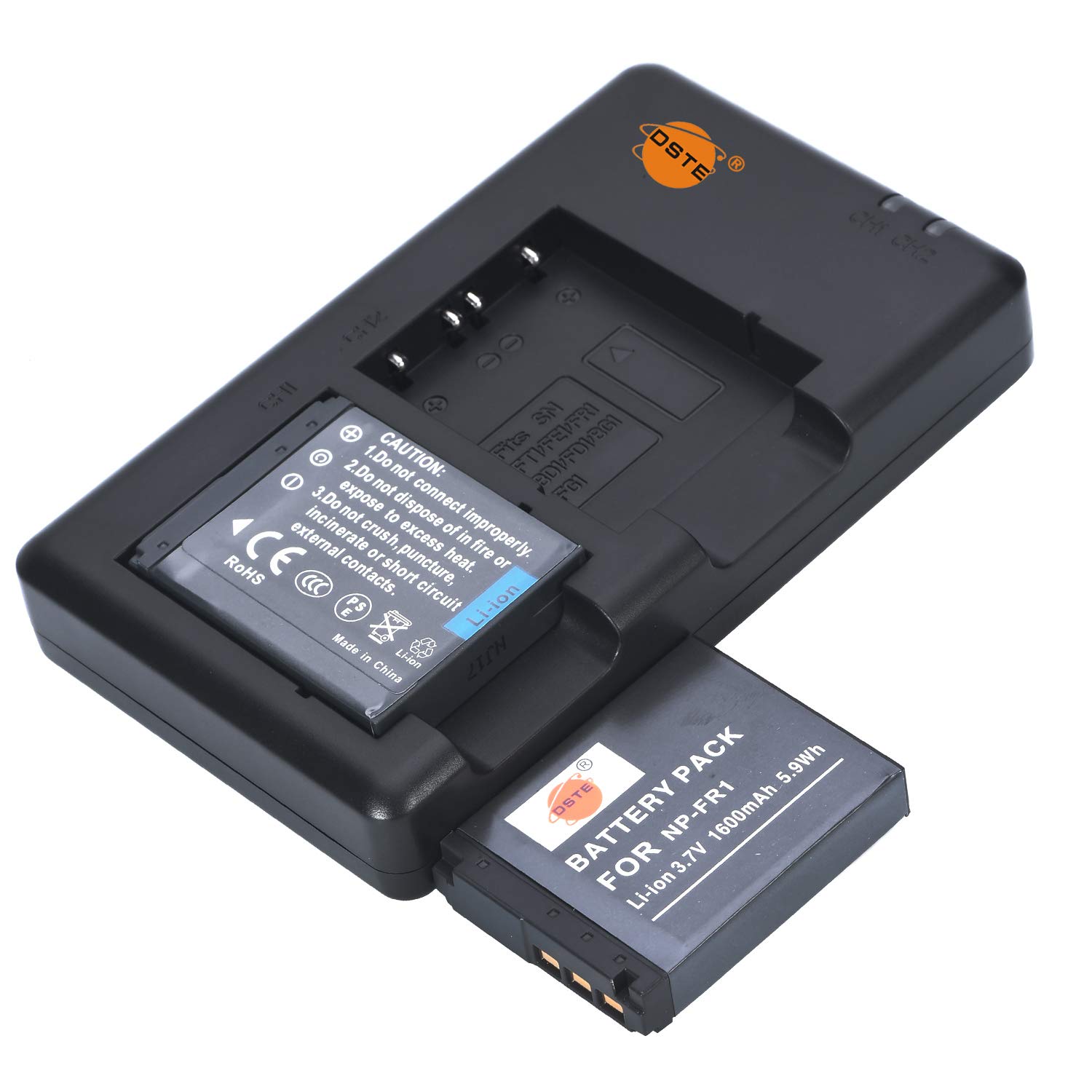 NP-FR1 - Batería Recargable y Cargador Dual Compatible con cámaras Sony DSC-F88, DSC-P100, DSC-P120, DSC-P150, DSC-P200, DSC-P200/B, DSC-P200/R, DSC-P200/S, etc.