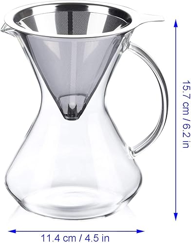 Miniatura 5 de Modern-Depo Cafetera de vidrio para verter más de 17 onzas16.9 fl oz con filtro de gotero de café y mango