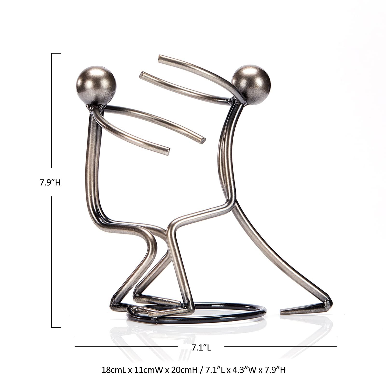 Aayla Tabletop Wine Bottle Holder - Metallic Silver Figurine Rack, Unique Countertop Decor & Gift For Wine Lovers