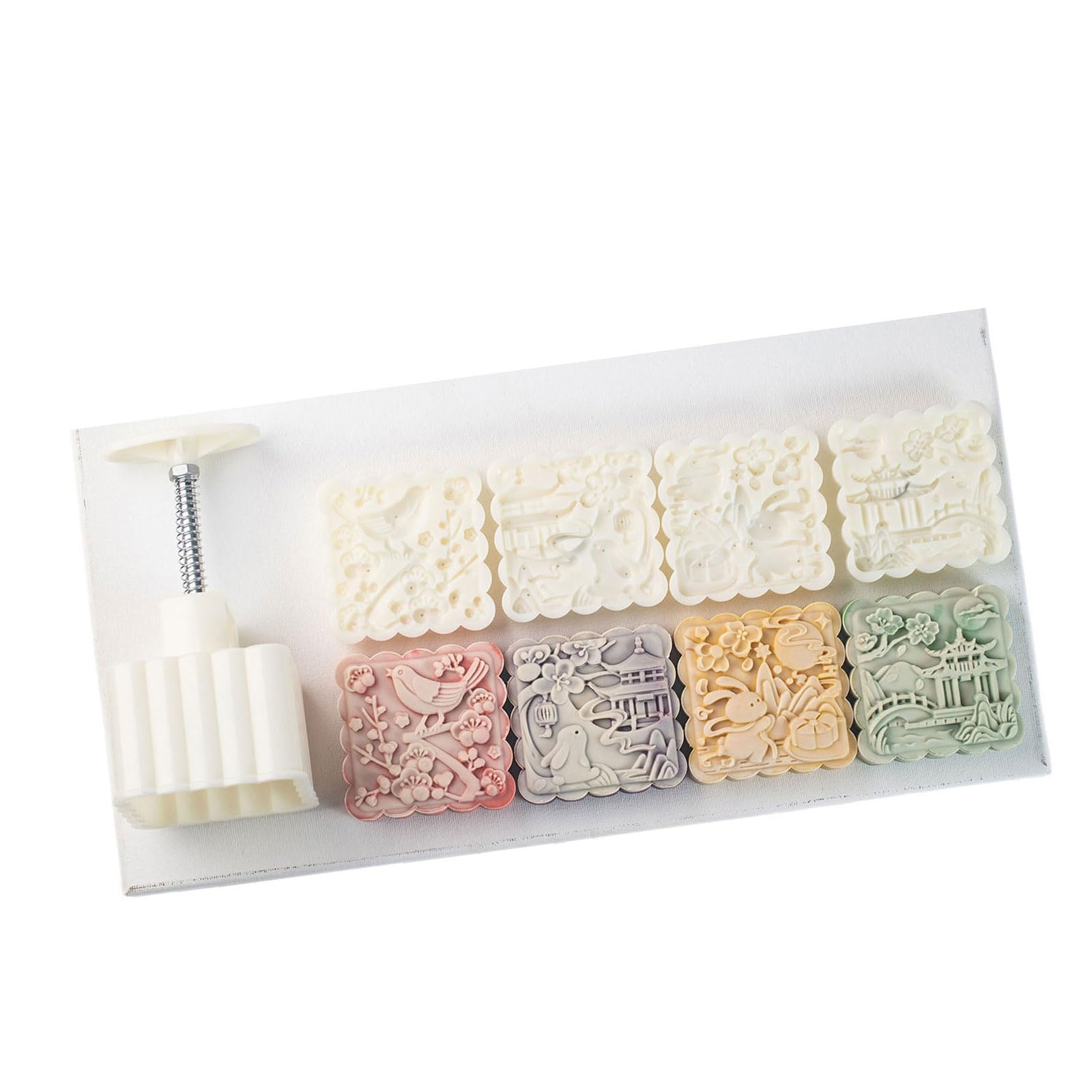 Xjdzineq Rabbits Pattern Dessert Molds MidAutumn Festival Maker Cookie Hand Pressure Baking Tool Square Rabbits Pattern for Baking