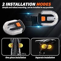 Vista 3 de 4 señales de giro para bicicletas con alarma, control remoto de carga USB, luz trasera de bicicleta integrada, 5 modos, impermeable, estroboscópica