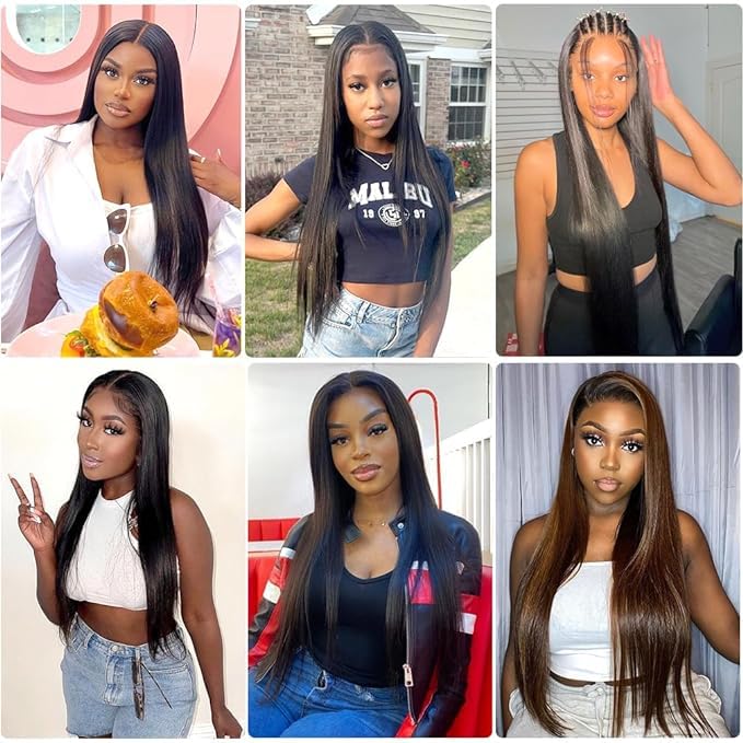 Miniatura 6 de 3 manojos de cabello humano lacio con cierre prearrancado con cabello de bebé, cabello humano virgen 10A brasileño lacio con cierre 14, 16, 18 +12,