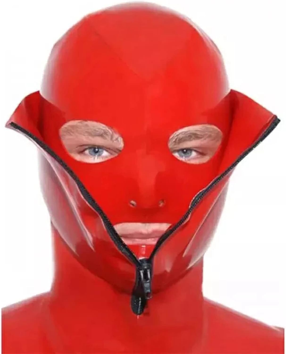 Sexy Red Latex Mask Rubber Hoods Fetish Double Layer for