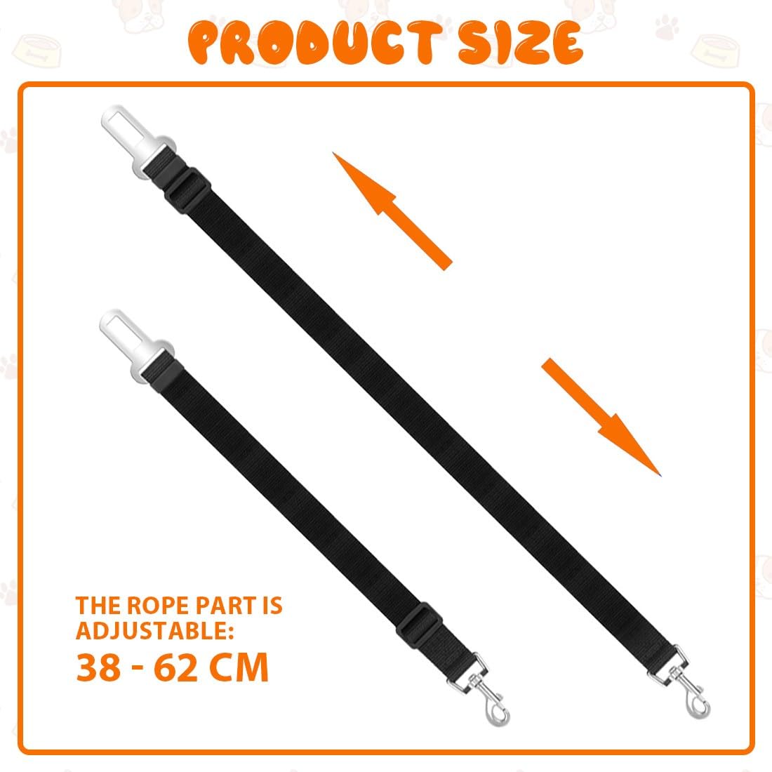 Ceinture Chien Voiture,3 Pièces Ceinture Voiture Chien,Ceintures Securite Chiens Voiture,Ceintures Securite avec Absorption des Chocs et Mousqueton,pour Chats et Chiot