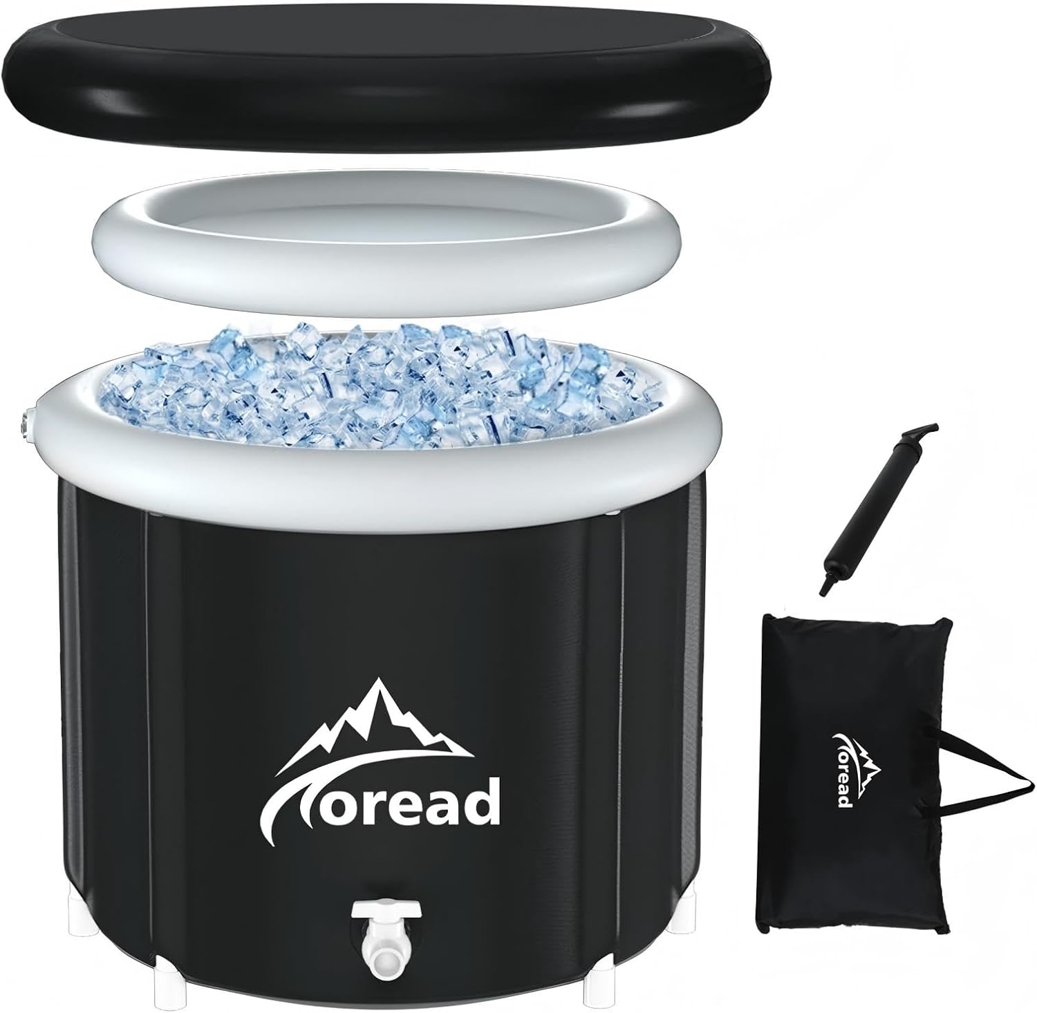 Toread XL Ice Cold Bath Tub-112gal Portable Cold Plunge Tub with Carry Bag for Athletes-Foldable Cold Therapy Bathtub Outdoor for Sports Muscles Recovery 112gal Black