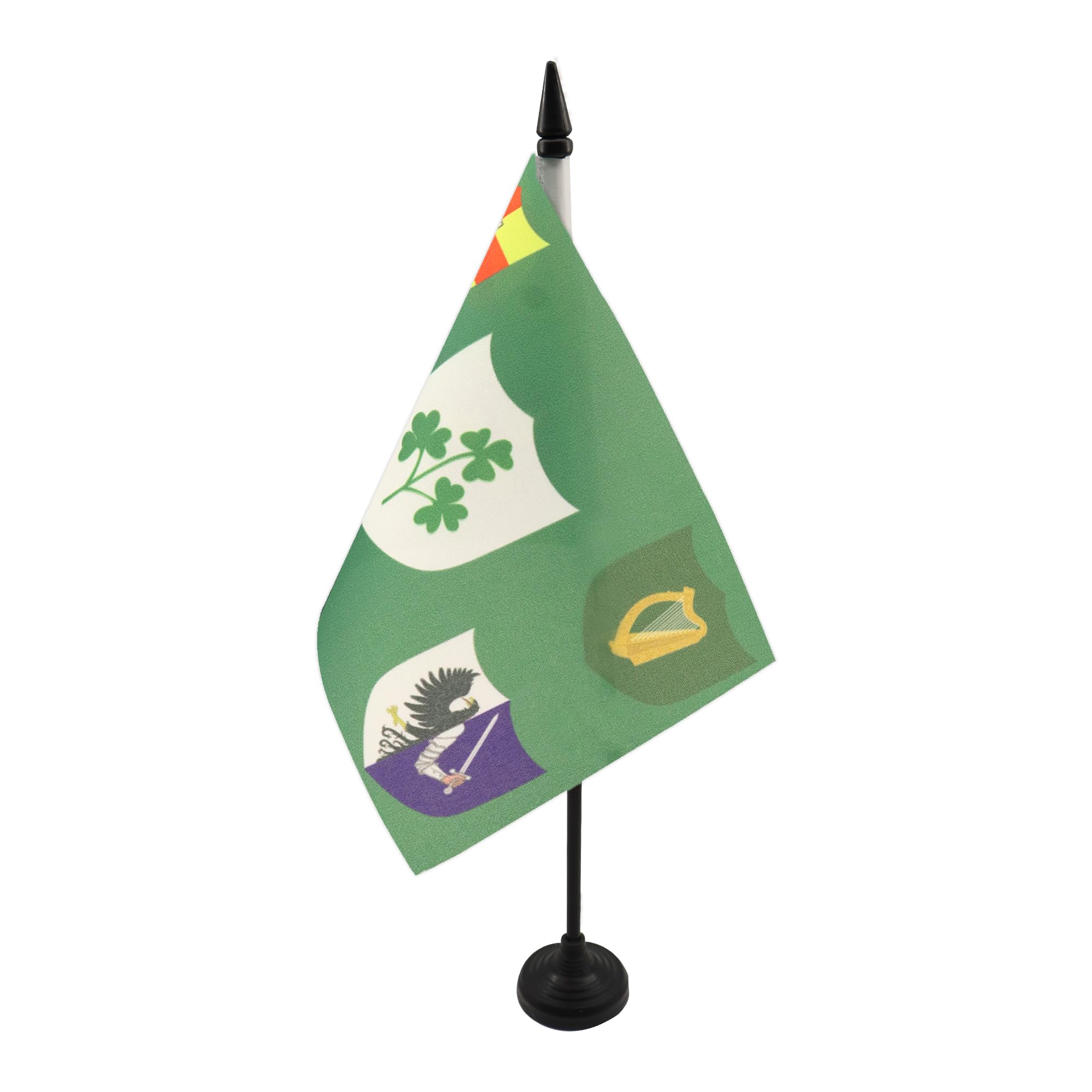 IRFU Ireland Rugby Table Flag 5'' x 8'' - Irish Rugby Football Ireland Desk Flag 21 x 14 cm - Black plastic stick and base - AZ FLAG