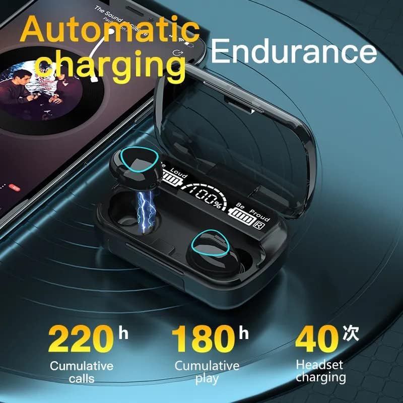 Image of MB Star M10 TWS Bluetooth V5.1 in-Ear Wireless Earbuds with Upto 4 Hours Playback Stereo and Charging Power Bank Case Waterproof Bluetooth Earphones with Mic, Noise-Cancellation - (Pack of 2, Black)