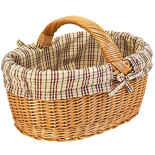 Einkaufskorb mit Stoffbezug Weidenkorb Autokorb Weide Korbwaren Korb...