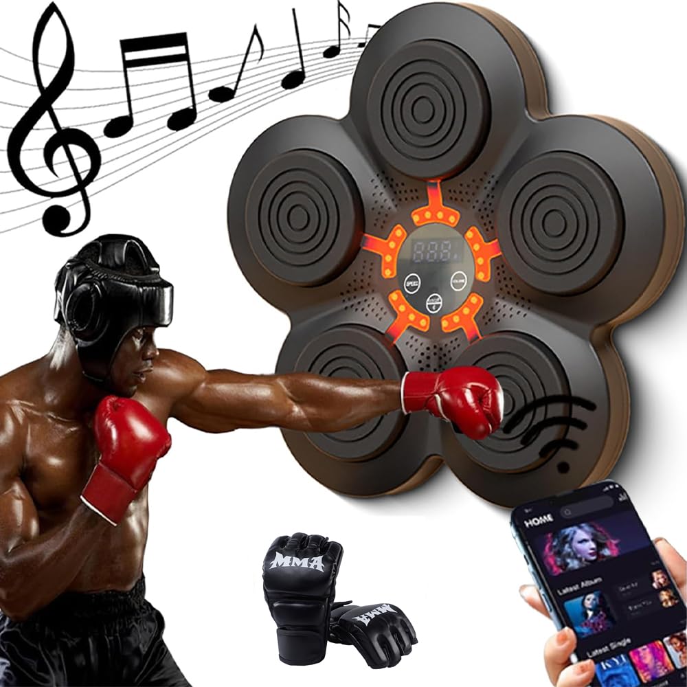 Máquina De Boxeo Musical, Máquina De Boxeo Musical Inteligente, Equipo De Entrenamiento De Objetivo De Pared Electrónico con Música, Entrenador De Boxeo Electrónico con Música Led Blu