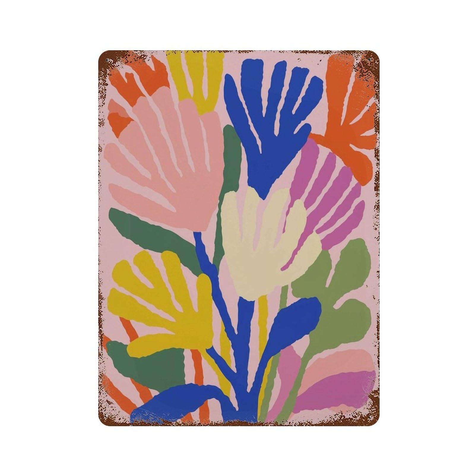 xiaoxiaoshen Colorful Abstract Floral Modern Bold Vibrant Contemporary Flower Work Bright Liv Wall Decor Art Metal Tin Poster Modern Home Decor Art Home Bar Shop Decorations Vintage Sign 40x30cm