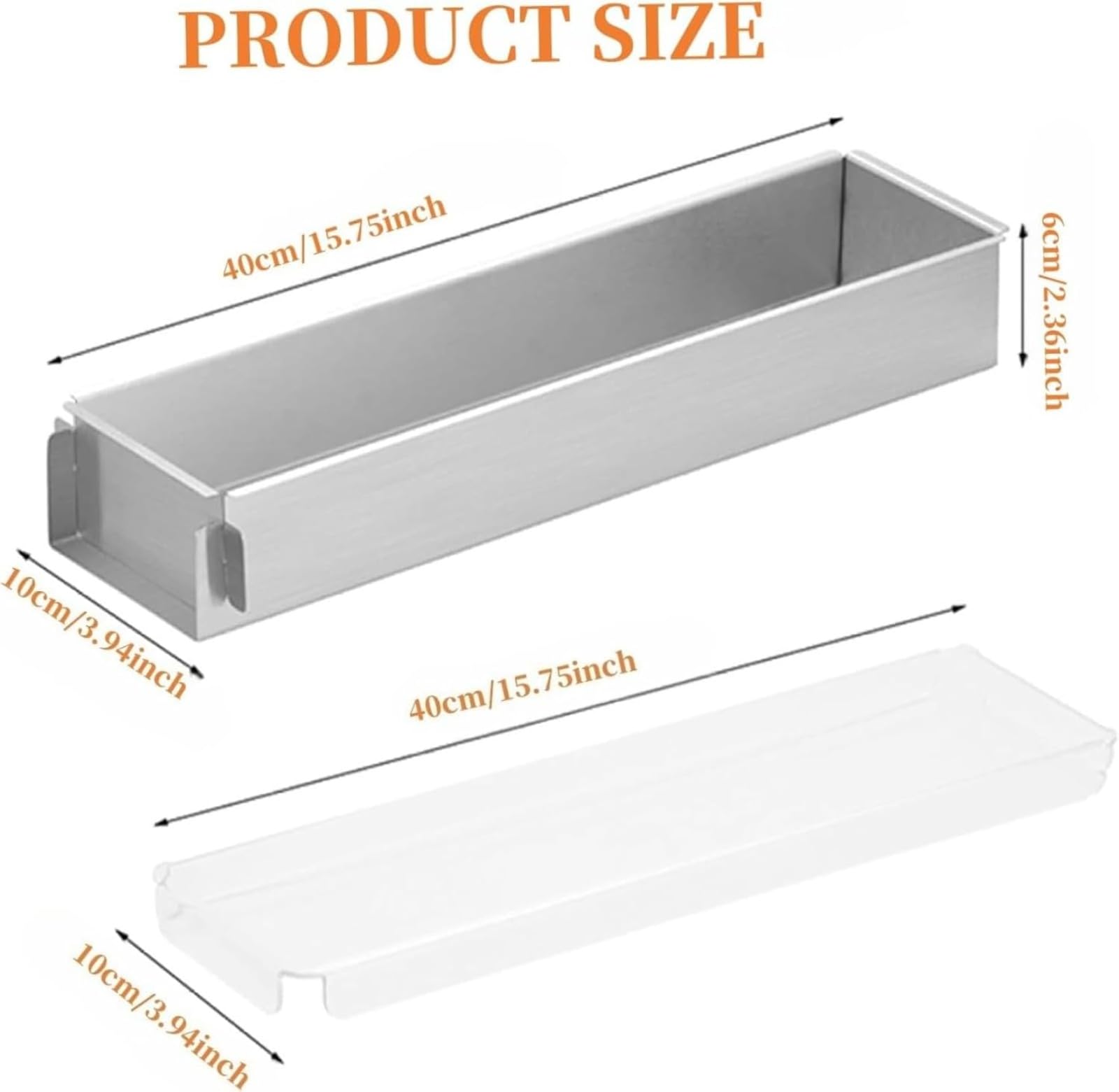 Molde rectangular para hornear con tapa, antiadherente extraíble de aleación de aluminio para tarta de queso, mousse, perfecto para uso doméstico o profesional, 16 x 4 x 2 pulgadas