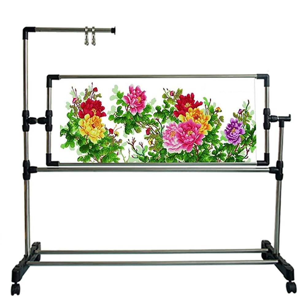 OLSKFUH Embroidery Stand With Wheels, Adjustable Floor Frame For Cross Stitch And Needlework, Craft Sewing Holder With Lap Table Functionality,L