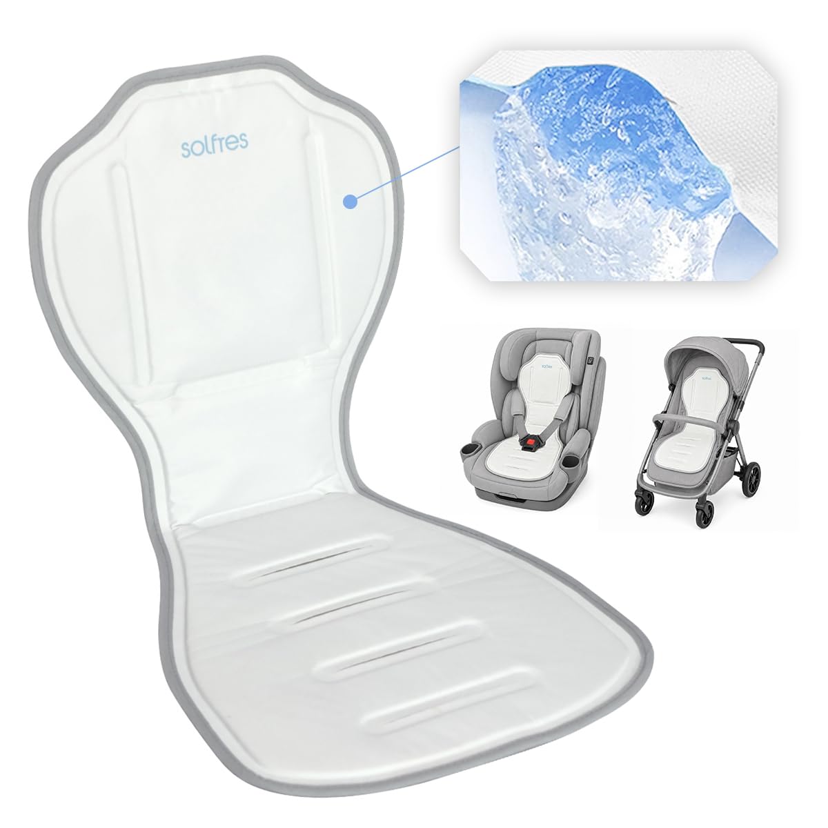 Photo 1 of Solfres Hydro Gel Car Seat Cooler Mat for Baby. No Refrigeration Needed. Carseat and Stroller Cooling Pad Cushion Liner with Breathable 3D Mesh Anti-Slip Back. for Kids Toddlers 12-48 Months