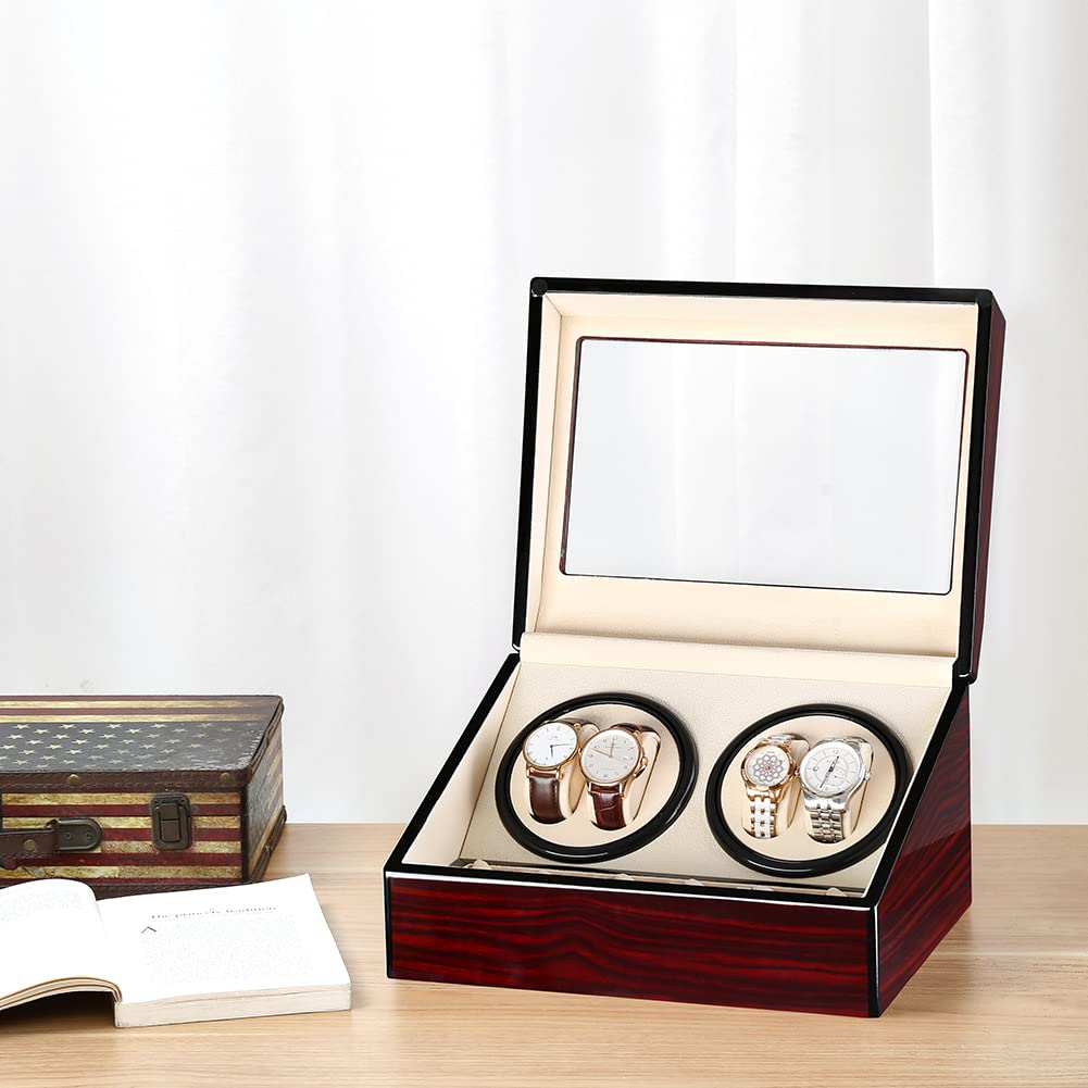 Automatic Watch Winder Box, Luxury Watch Winder, Watch Case with Silent Mabuchi Motor, Storage Box, Jewellery Box (Sandalwood Granule