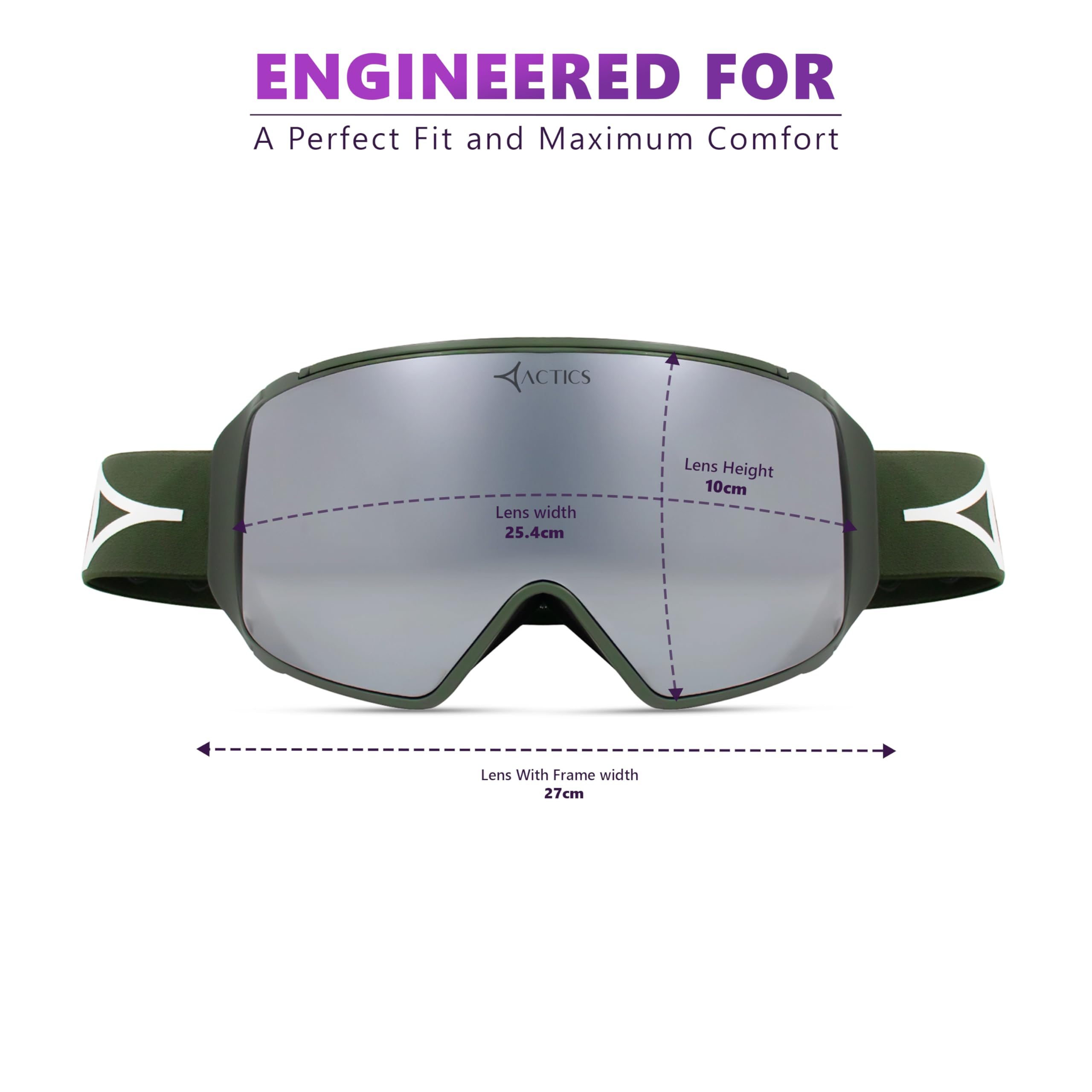 Eagle 3 - Maschera da sci Pro-Level, con potente lente magnetica intercambiabile, protezione UV400, protezione UV400, per uomini e donne, colore: verde militare