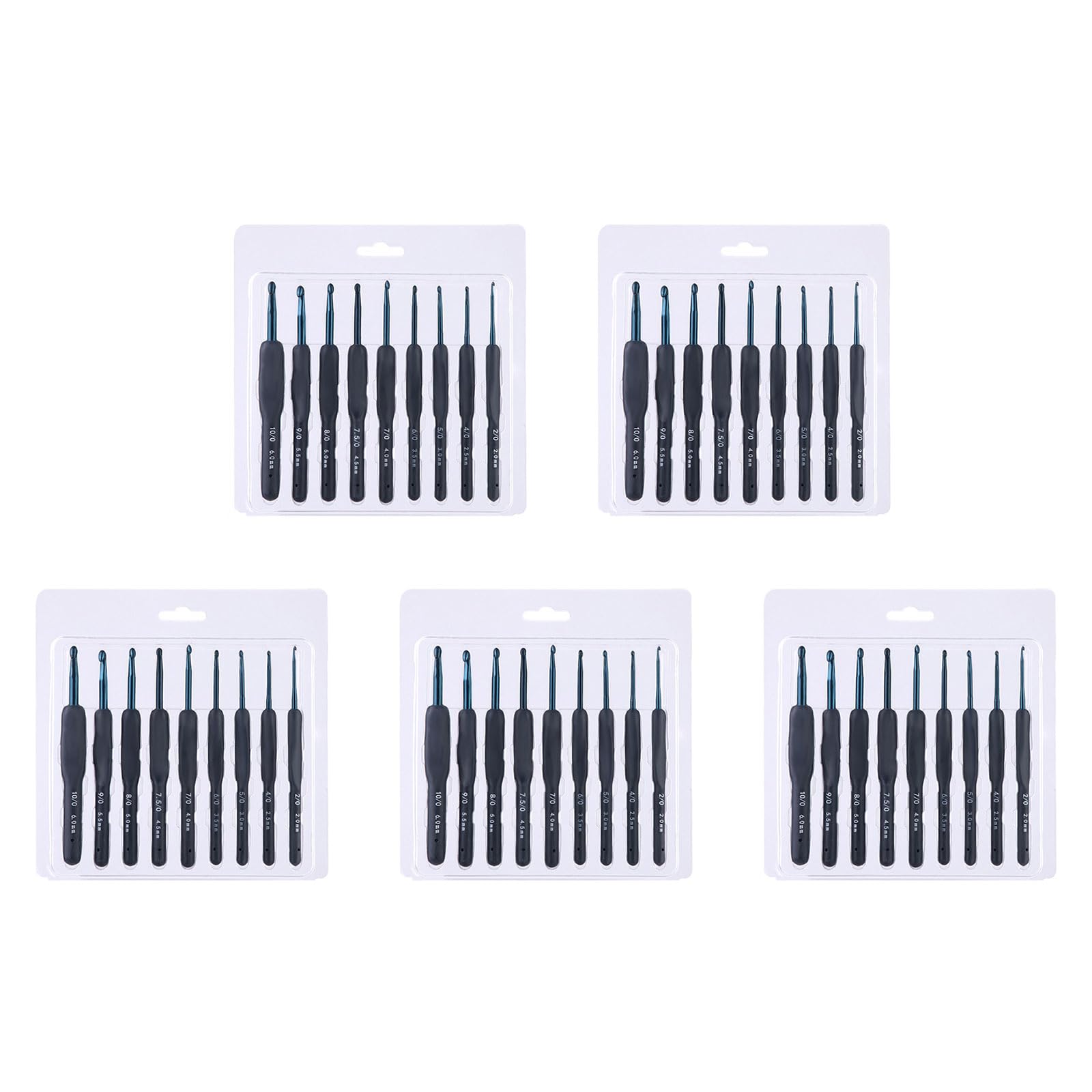 Buxuaaaa 5 Set Crochet Hook Set 2.0mm-6.0mm Crochet Needle Ergonomical Needle Practical Knitting for Craft Project