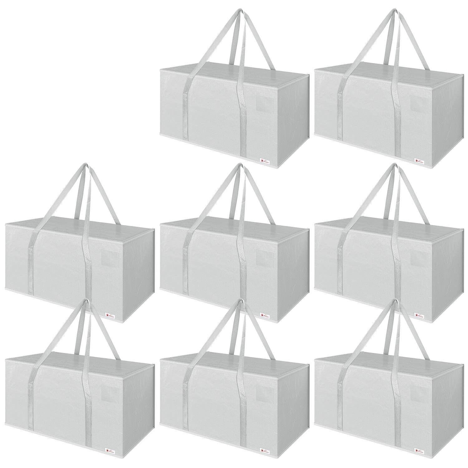 Vinsani 8 Pack 90L Moving Bags Huge Capacity 50kg Strong Handles Open Top Heavy Duty Organisers Space Saving Containers Waterproof Dustproof for House Moving Clothes Beddings Underbed Storage
