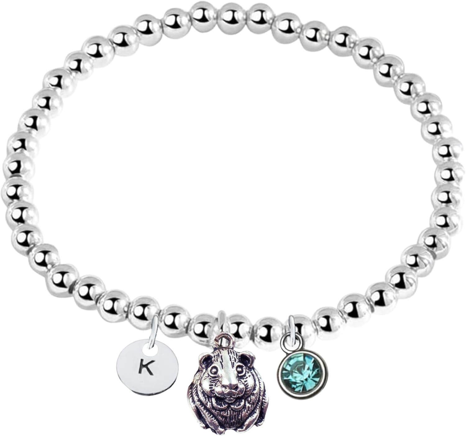 Hamster Silver Beaded Adjustable Bracelet, Hamster Gift, Non Tarnish Hamster Beaded Adjustable Bracelet, Hamster Lover Gift, Hamster Jewelry for Girls
