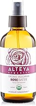 Alteya Organic Rose Water Spray 240 ml Glass- 100% Pure Organic Rosa Damascena (Damask Rose) Hydrolat - No additives - USDA Certified Organic - Face Toner, Revitalizing Body, Condition Hair & Scalp