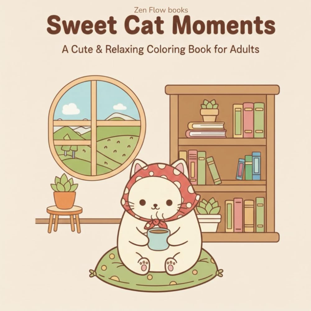 Sweet Cat Moments: A Cute & Relaxing Coloring Book for Adults