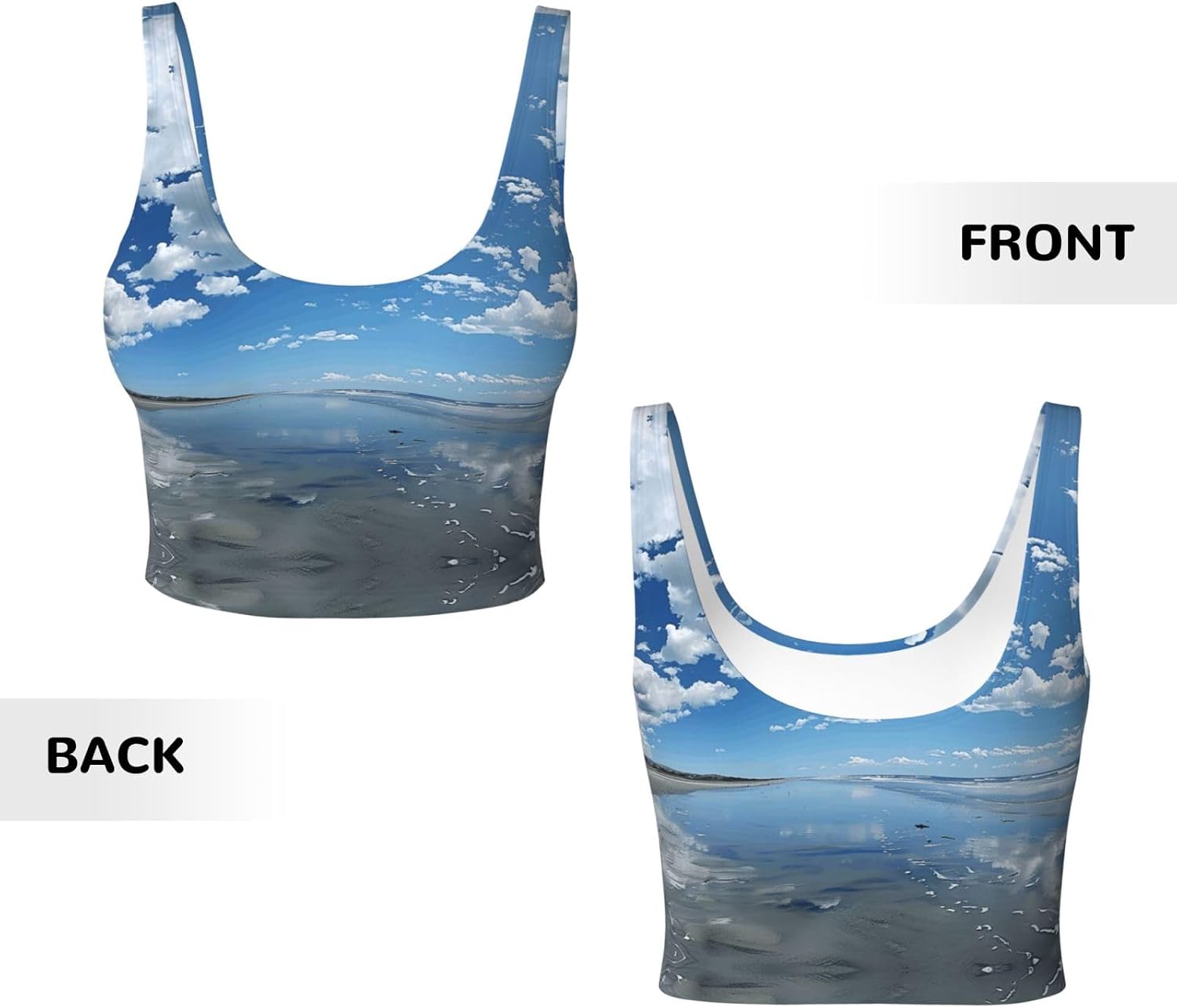 The Blue Sky and White Clouds Women's Sports Bras - High Support Workout Tops for Women