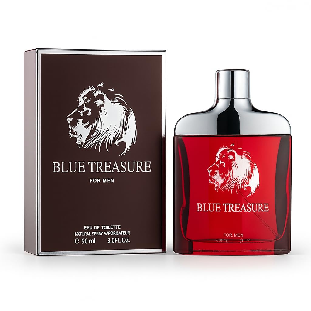 Men's Perfume, Luxurious Eau de Toilette, Bergamot Cinnamon Cedar Fragrance, Red Bottle with Lion Design, Men's Cologne, 90ml (3.0 fl.oz)