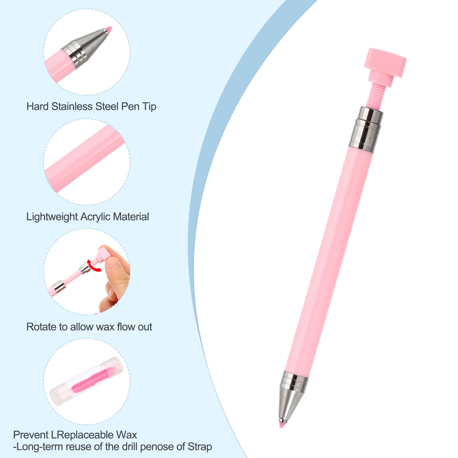 PATIKIL Diamond Art Pen With Fine Point Refillable Wax, 12 Pcs Wax for Art Nail DIY Craft White - Image 3