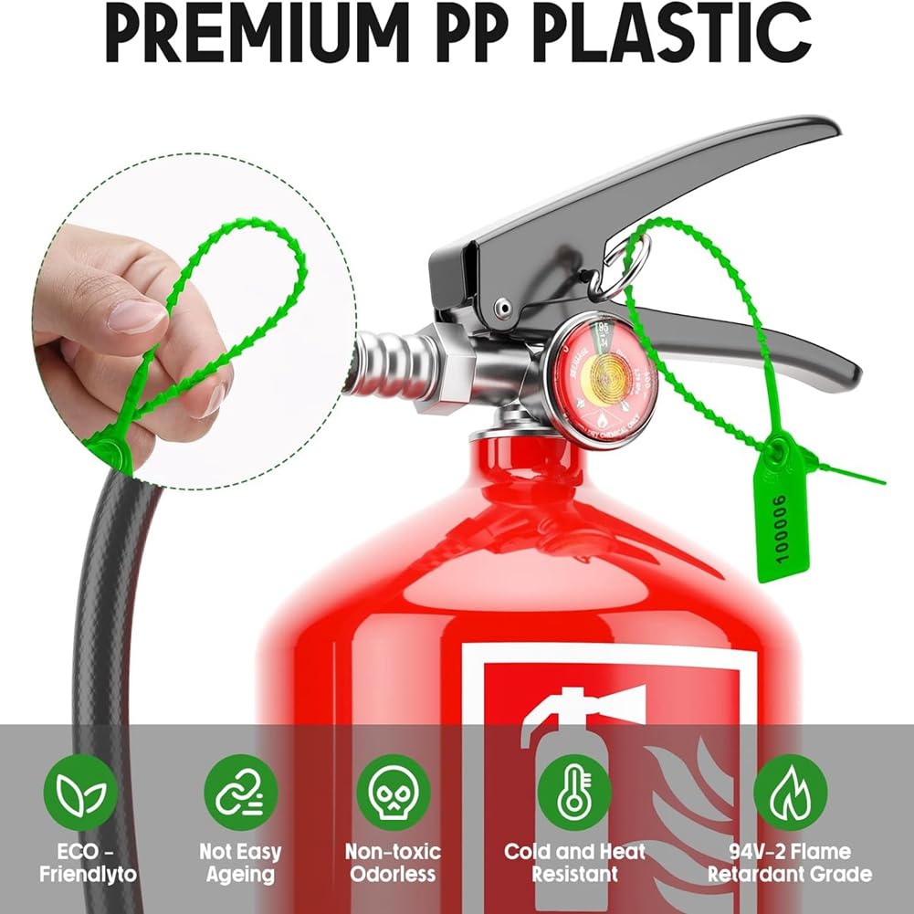 1000 etichette di sicurezza in plastica con sigilli per manomissioni, etichette di sicurezza numerate, fascette con zip, colore verde, facili da usare