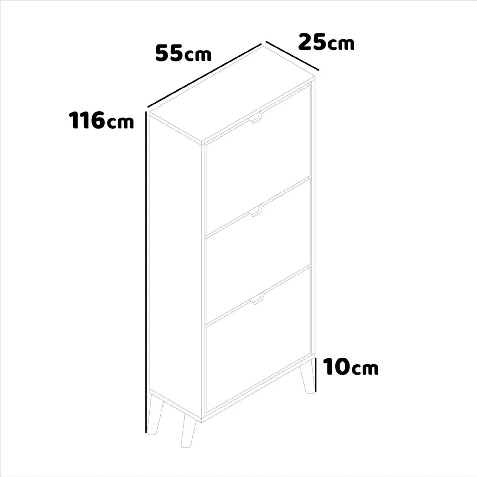 FRANKYSTAR Plana - Scarpiera Salvaspazio 3 Ante 55x116x25 cm per 18 Paia di Scarpe in Legno Tortora