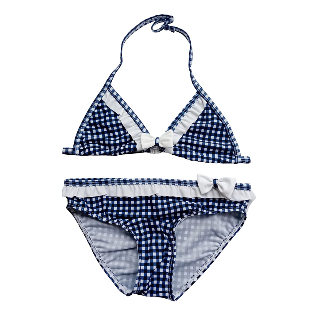 Changhants Conjunto de bikini para niña, 8 – 16 años, color azul, con estampado de plaid, para niña, disfraz de verano