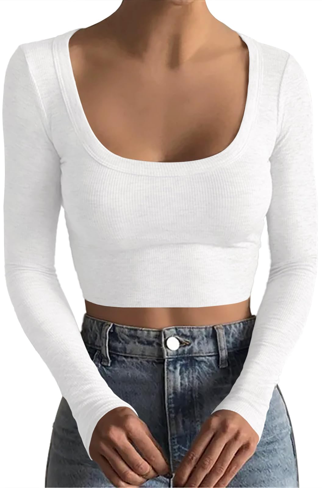 Crop Tank Tops for Women Y2k Square Neck Going Out Tops Ribbed Cute Slim Fitted T Shirt Basic Baby Tees 2024