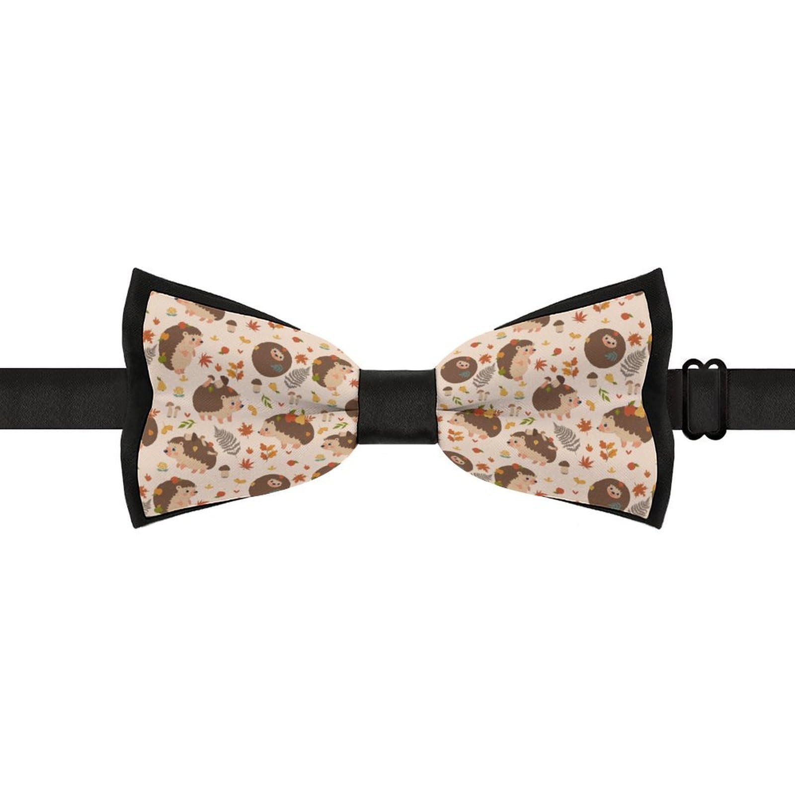 GoasNei Cute Hedgehog And Mushroom Pattern Bow Tie for Men Adjustable Necktie Funny Tie Neck Ties for Weddings Party